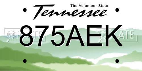 875AEK Tennessee License Plate