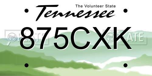 875CXK Tennessee License Plate