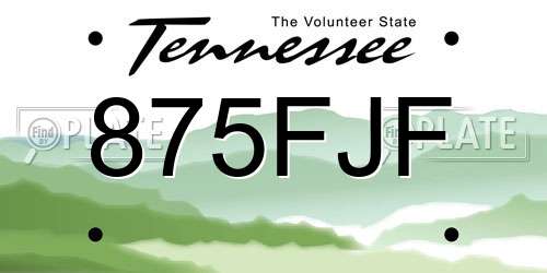 875FJF Tennessee License Plate