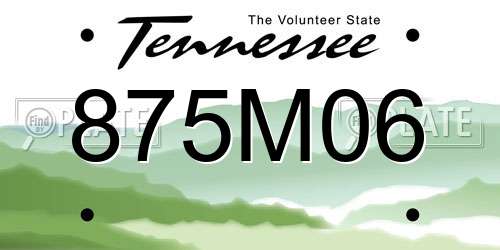 875M06 Tennessee License Plate
