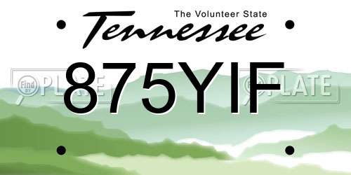 875YIF Tennessee License Plate