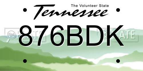 876BDK Tennessee License Plate