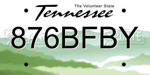 876BFBY Tennessee License Plate