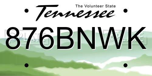 876BNWK Tennessee License Plate