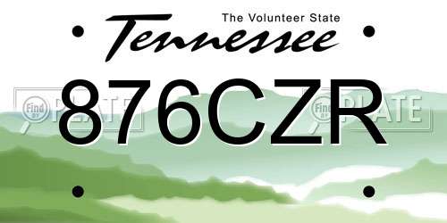 876CZR Tennessee License Plate