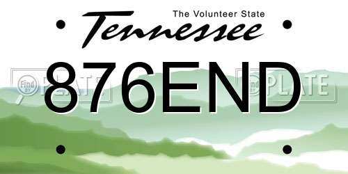 876END Tennessee License Plate