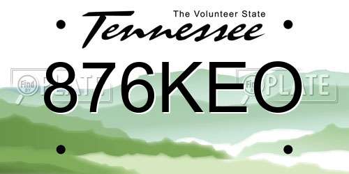 876KEO Tennessee License Plate