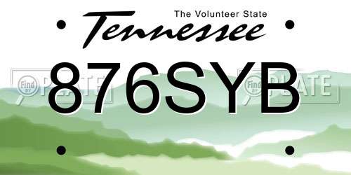 876SYB Tennessee License Plate