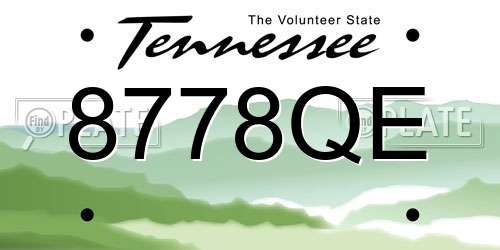 8778QE Tennessee License Plate
