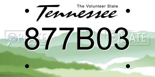 877B03 Tennessee License Plate