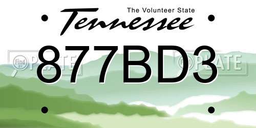 877BD3 Tennessee License Plate