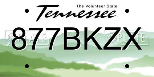 877BKZX Tennessee License Plate