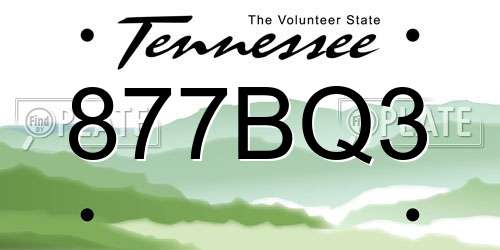 877BQ3 Tennessee License Plate