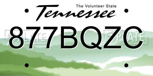 877BQZC Tennessee License Plate