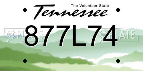 877L74 Tennessee License Plate