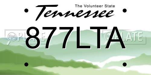 877LTA Tennessee License Plate