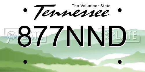 877NND Tennessee License Plate