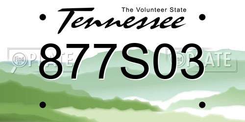 877S03 Tennessee License Plate