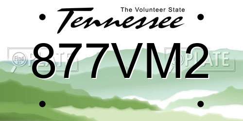 877VM2 Tennessee License Plate