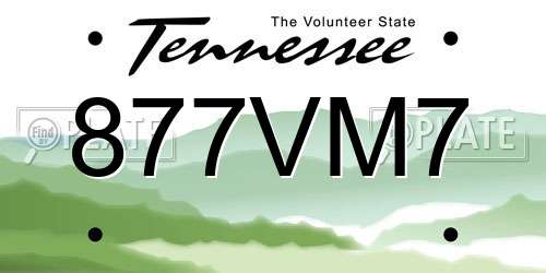 877VM7 Tennessee License Plate