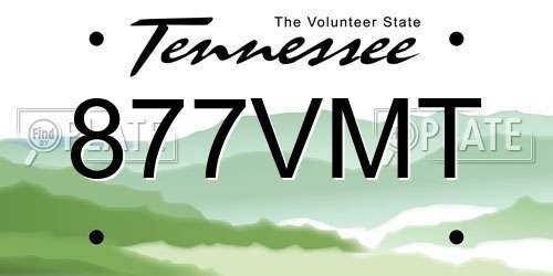 877VMT Tennessee License Plate