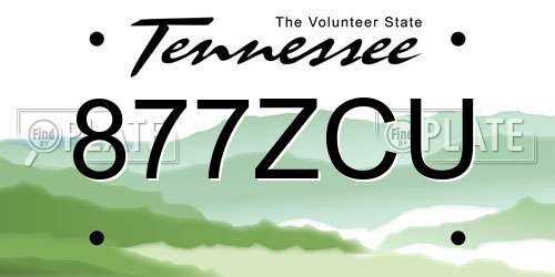 877ZCU Tennessee License Plate
