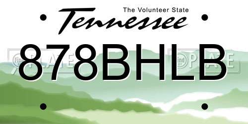 878BHLB Tennessee License Plate