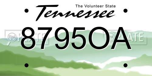 8795OA Tennessee License Plate