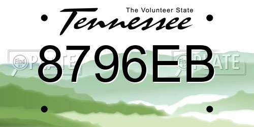 8796EB Tennessee License Plate