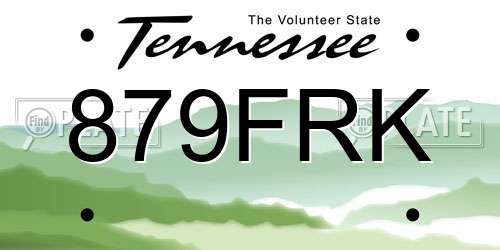 879FRK Tennessee License Plate