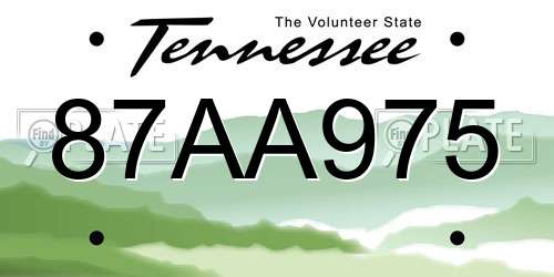 87AA975 Tennessee License Plate