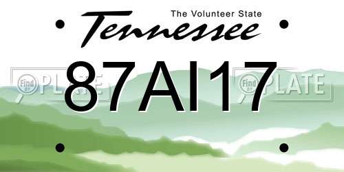 87AI17 Tennessee License Plate