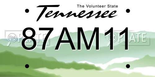 87AM11 Tennessee License Plate
