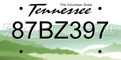 87BZ397 Tennessee License Plate