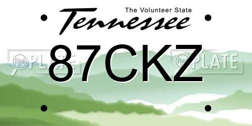 87CKZ Tennessee License Plate