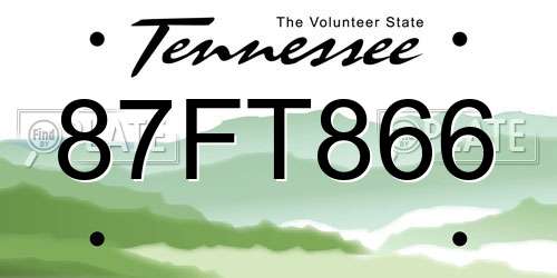 87FT866 Tennessee License Plate