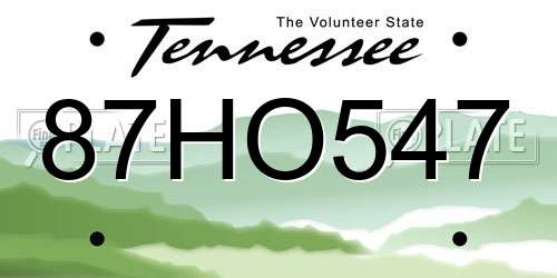 87HO547 Tennessee License Plate