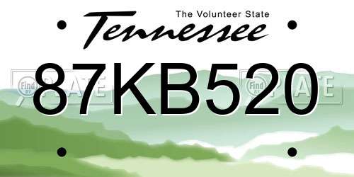 87KB520 Tennessee License Plate
