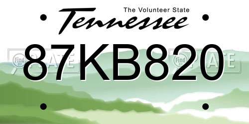 87KB820 Tennessee License Plate