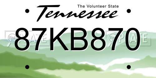 87KB870 Tennessee License Plate