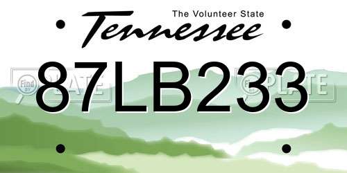 87LB233 Tennessee License Plate