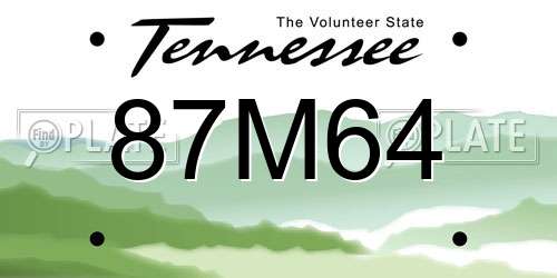87M64 Tennessee License Plate