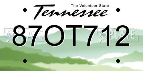 87OT712 Tennessee License Plate