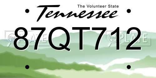 87QT712 Tennessee License Plate