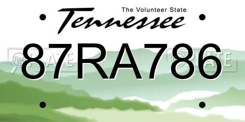 87RA786 Tennessee License Plate