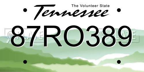 87RO389 Tennessee License Plate