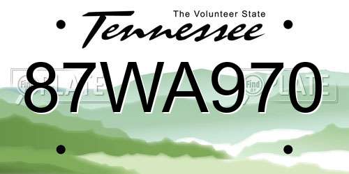 87WA970 Tennessee License Plate