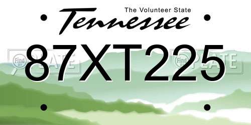 87XT225 Tennessee License Plate