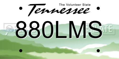 880LMS Tennessee License Plate
