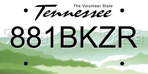 881BKZR Tennessee License Plate